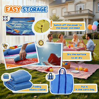 Sunvega Inflatable Bounce House with Slide Climbing Wall Water Cannon for Kids