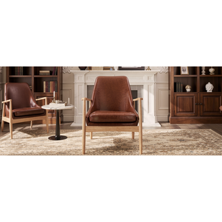 Sunvega Modern PU Leather Accent Chair with Solid Wood Frame for Living Room