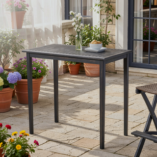 Sunvega Minimalist Acacia Wood Outdoor Bar Table with Dark Gray Finish