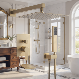 Sunvega Matte Black Wall Mount Shower System with High Pressure Rain and Handheld