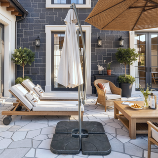 Sunvega Banana Shaped 10ft Offset Patio Umbrella with Easy Tilt Adjustment and Crank
