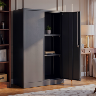 Sunvega Folding Metal Storage Cabinet with Locking Doors and Adjustable Shelf for Home Office