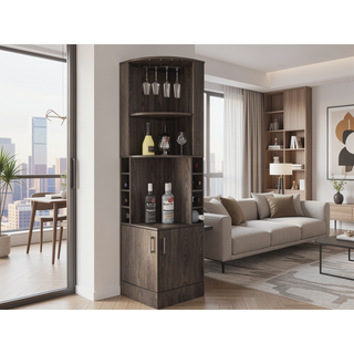 Sunvega Bar Cabinet with Eight Bottle Cubbies and Two Large Open Shelves