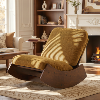 Sunvega Solid Wood Frame Corduroy Upholstery Glider Rocking Chair for Nursery