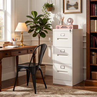 Sunvega 5 Drawer Metal Vertical File Cabinet with Lock on Wheels for Home Office