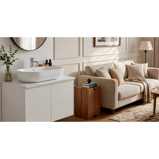 Sunvega 24x14 Inch White Oval Acrylic Above Counter Bathroom Vessel Sink