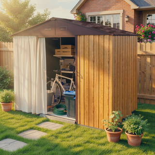 Sunvega 8x4ft Outdoor Metal Storage Shed with Galvanized Steel Panels and Foundation