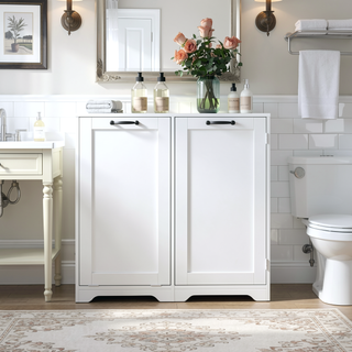 Sunvega Laundry Cabinet with 2 Removable Liner Bags for Easy Sorting and Storage