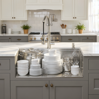 Sunvega 32x19 Inch Overmount Single Bowl Kitchen Sink in Brushed Nickel