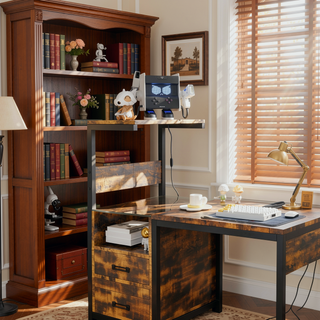 Sunvega Gaming Desk with LED Lights USB Ports Charging Station and Reversible Shelves