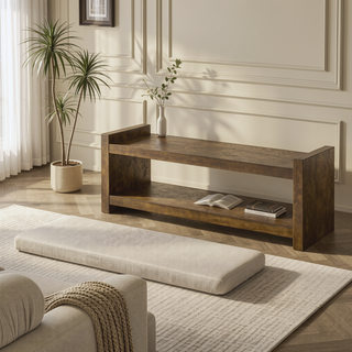 Sunvega Modern Accent Bench with Removable Cushion and Lower Storage Shelf