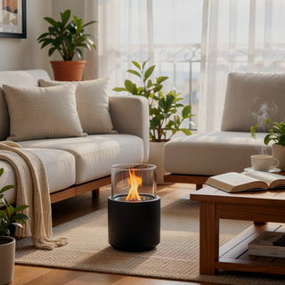 Sunvega Dark Grey Tabletop Ethanol Fire Bowl with Lid for Liquid and Solid Alcohol