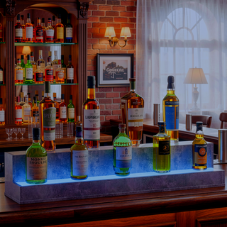 Sunvega 24 Inch Freestanding LED Lighted Liquor Bottle Display Shelf with App Remote Control