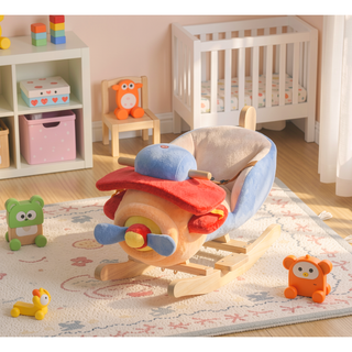Sunvega ASTM-F963 Certified Spring Rocking Horse with Plush Fabric and Animal Sounds