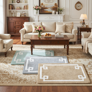 Sunvega Plush Cotton Tufted Bath Rug with Non-Skid Backing and Hotel Design