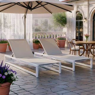 Sunvega Adjustable Patio Chaise Lounge Set of 2 with Breathable Mesh Seat