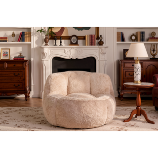 Sunvega Oversized Multicolor Faux Fur Bean Bag Chair with Shredded Sponge Filling