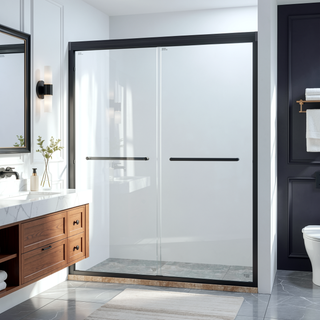 Sunvega 56-60"W x 75"H Aluminium Alloy Frame Double Sliding Shower Door with 1/4" Tempered Clear Glass