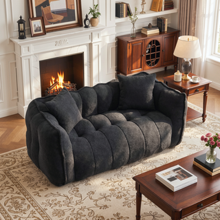 Sunvega Super Soft Chenille Bean Bag Chair with Armrests for Living Room