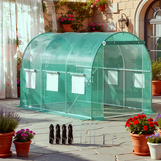 Sunvega 9.8 x 6.6 x 6.6 ft Walk-in Tunnel Greenhouse with 6 Roll-up Windows and Zippered Door
