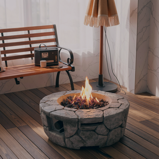 Sunvega 9" H x 28" W Fiber Reinforced Concrete Outdoor Fire Pit