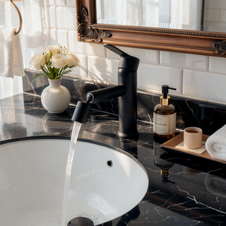 Sunvega Single Handle Bathroom Sink Faucet with 360 Rotating Aerator and Pop Up Drain