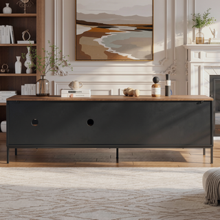 Sunvega 70.8" Modern TV Stand with Sliding Doors, Storage Drawer, and Adjustable Shelves