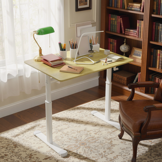 Sunvega Height Adjustable Hand Crank Sit Stand Home Office Desk for Study Room
