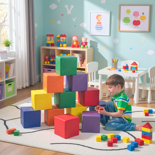 Sunvega 12-Piece Soft Foam Play Blocks Stacking and Building Educational Toys
