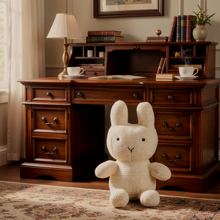 Sunvega Handmade Cotton Knitted Soft Bunny Plush Toy for Bedtime
