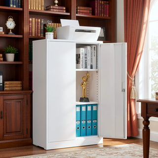 Sunvega Folding Metal Storage Cabinet with Locking Doors and Adjustable Shelf for Home Office