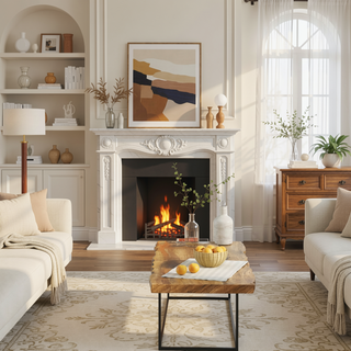 Sunvega Handcrafted Pine Wood Fireplace Mantel Shelf with Distinctive Wood Grain