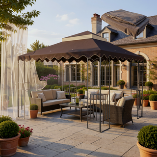 Sunvega 10x10 Ft Outdoor Patio Gazebo Replacement Canopy with Wavy Border