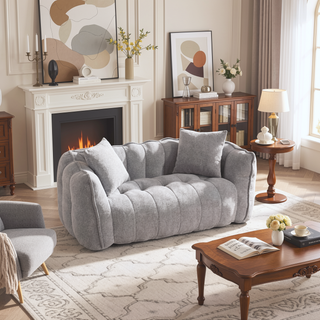 Sunvega Super Soft Chenille Bean Bag Chair with Armrests for Living Room
