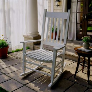 Sunvega Black Painted Populus Wood Porch Rocker Chair with Wide Seat
