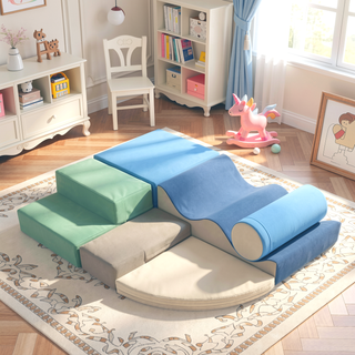 Sunvega Soft Climb and Crawl Foam Playset 6 in 1 with Stairs and Mats