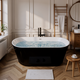 Sunvega 59-Inch Acrylic Freestanding Soaking Bathtub with Superior Insulation and Easy Cleaning