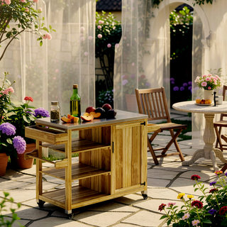 Sunvega Heavy Duty Outdoor Grill Cart with Stainless Steel Top and Spacious Storage