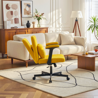 Sunvega Orange Criss Cross Armrest Office Chair with Wheels for Home Office