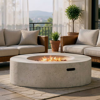 Sunvega Modern Lightweight Concrete 50,000 BTU Round Propane Fire Pit
