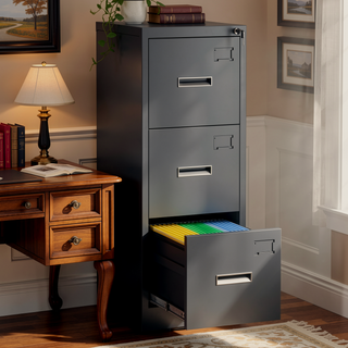 Sunvega 5 Drawer Metal Vertical File Cabinet with Lock on Wheels for Home Office