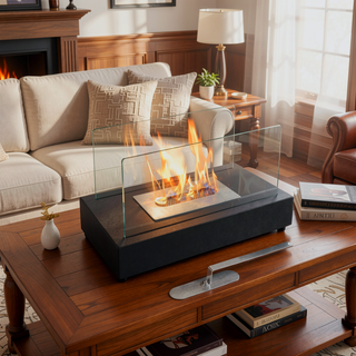Sunvega Rectangle Tabletop Bio Ethanol Fireplace Burner Heater with Tempered Glass