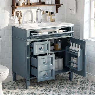 Sunvega Modern Minimalist 30'' Bathroom Vanity with Top Sink and Ample Storage