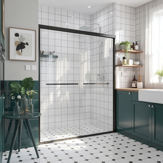 Sunvega 56-60"x58" Adjustable Aluminum Frame Double Sliding Bathtub Screen