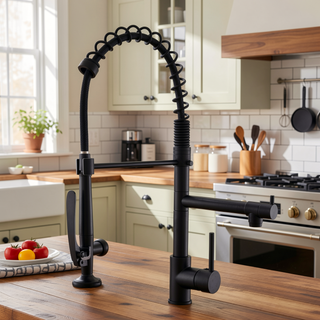 Sunvega Pull Down Kitchen Faucet with Sprayer in Black and Nickel Finish
