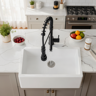Sunvega Single Handle Pull Down Sprayer Kitchen Faucet with Spring Neck Matte Black