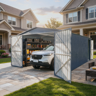 Sunvega 20x13 FT Outdoor Metal Garage Shed with 2 Lockable Doors and 4 Vents