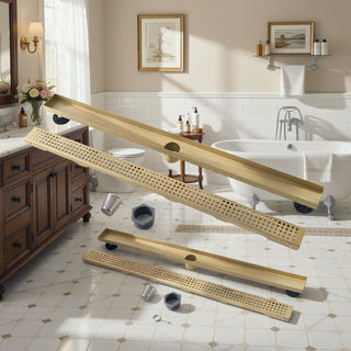 Sunvega 28 Inches Linear Shower Drain with Hair Strainer and Leveling Feet