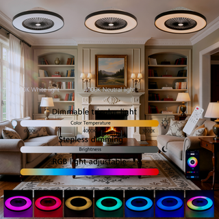 Sunvega 23-inch Smart Ceiling Fan Light with RGB LED Dimmable Color-Changing for Living Room