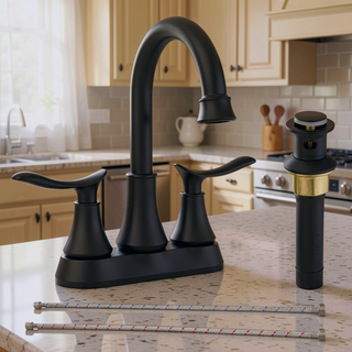 Sunvega Oil Rubbed Bronze 2-Handle Bathroom Faucet with Pop-up Drain